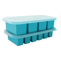 Bac à glaçons en silicone réutilisable à 8 compartiments et boîte de rangement pour congélateur avec couvercles - Logo personnalisé, tailles personnalisées - Pour aliments pour bébés