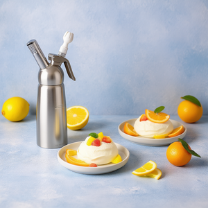 Batidora de crema de acero inoxidable de 1 litro para batir crema, postres, mousse y salsas - Product Image 3
