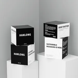 Boîte carrée de papier d'emballage de soins de la peau de bébé de conception de luxe noire blanche naturelle boîte-cadeau de pot de bougie de miel pour des cadeaux