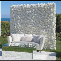 Panneaux muraux de fleurs artificielles en soie 3D personnalisés, enroulables sur base en tissu, pour la décoration de mariages, de fêtes et d'événements