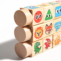 Rompecabezas Giratorio 3D de Madera para Niños, Bloques de Construcción con Expresiones de Dibujos Animados, Juego de Deformación Giratoria, Juguetes Educativos Tempranos para Niños de 2 a 3 Años
