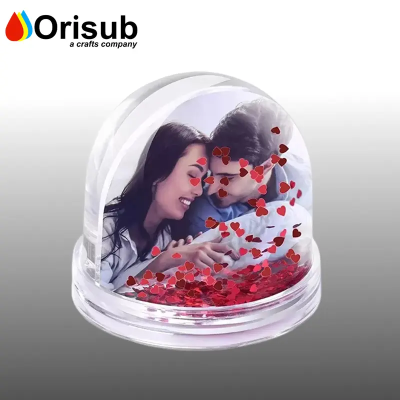 Personalized snow globe liquid photo frame with little piece decoration inside
