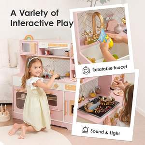 Realistic Pink Wooden Play <strong>Kitchen</strong> for Kids with 15 <strong>Fun</strong> Accessories &amp; Storage Inspiring Pretend Play &amp; Food Toys - Product Image 4