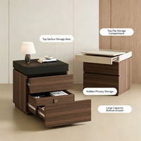 Table de chevet secrète The Wild Hide, unité de rangement minimaliste italienne multifonctionnelle avec tiroirs cachés, rangement de chevet