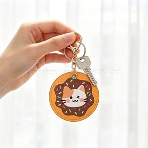 PU Leather Access Card Cover Portable RFID <b>Key</b> Fob Holder Cartoon Printing Id Card Keychain Protector - Product Image 3