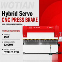 Presse plieuse CNC électrohydraulique WE67K 100T3200MM avec couronnage automatique et contrôle de précision de l'angle