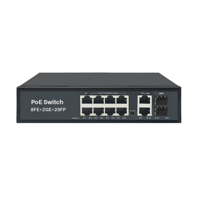 Plug and Play AI PoE Watchdog Hot Sale Unmanaged 8 Port PoE Switch 2G Uplink 2 SFP Slot for SMB Network