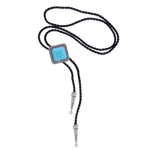 Vente directe usine : Collier pendentif en métal losange, style western <span class=keywords><strong>cowboy</strong></span>, mode sud-ouest, <span class=keywords><strong>cravate</strong></span> bolo en cuir et turquoise - Product Image 3