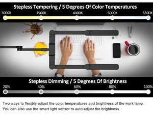 <span class=keywords><strong>Led</strong></span> bàn đèn với clip, văn phòng bàn đèn, 4 màu nhiệt độ và 5 độ sáng mức độ ánh sáng bàn nghiên cứu Đèn Kim Loại - Product Image 4