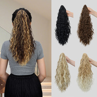 Extensions de cheveux synthétiques à clip en forme de griffe, vague d'eau bouclée, nouvelle collection, vente en gros, fibre haute température, queue de cheval, perruques à cordon de serrage