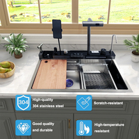 Évier de cuisine à cuve unique grand format fait main par le fournisseur, en acier inoxydable 304 multifonctionnel avec surface nano et affichage numérique