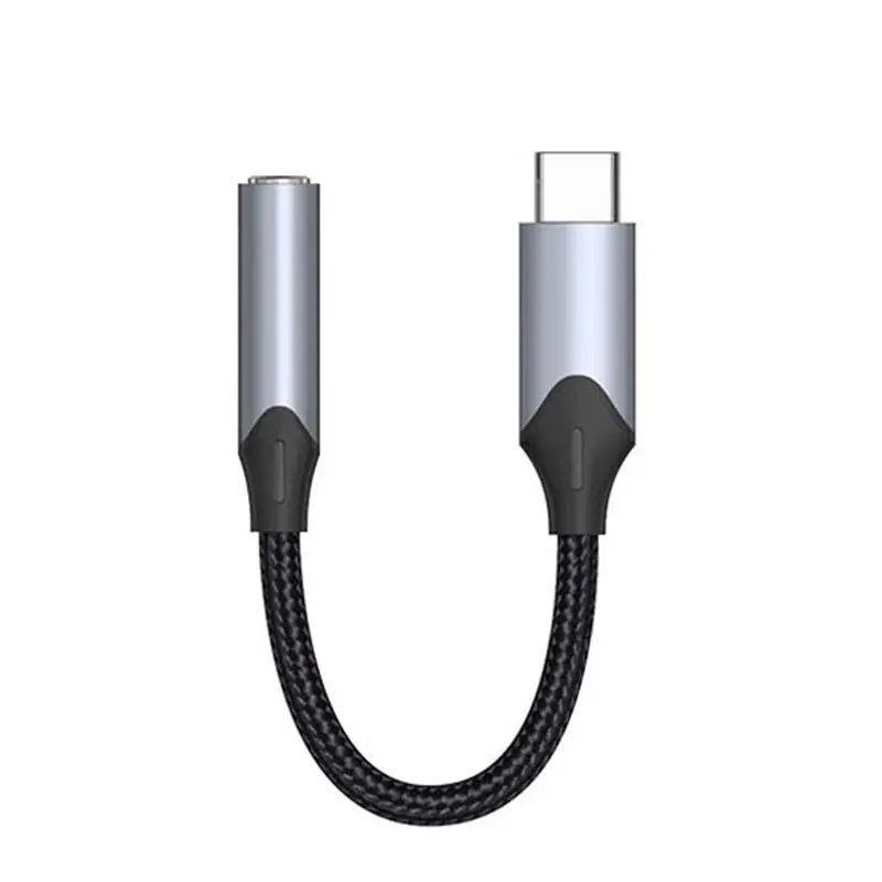 Conector de fones de ouvido USB-C para 3,5 mm Adaptador de áudio DAC 16bit 48KHz Tipo C para 3,5 mm para fones de ouvido USB-C Áudio digital