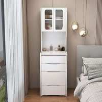 Grande coiffeuse avec armoire à portes vitrées, miroir rabattable, plusieurs tiroirs, tabouret coulissant, gain de place, pour chambre à coucher