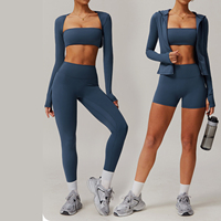 OEM/ODM 2025 Ensemble de sport pour femme, 5 pièces, comprenant soutien-gorge de sport à manches longues et leggings, pour la course, le yoga, la gym et le fitness