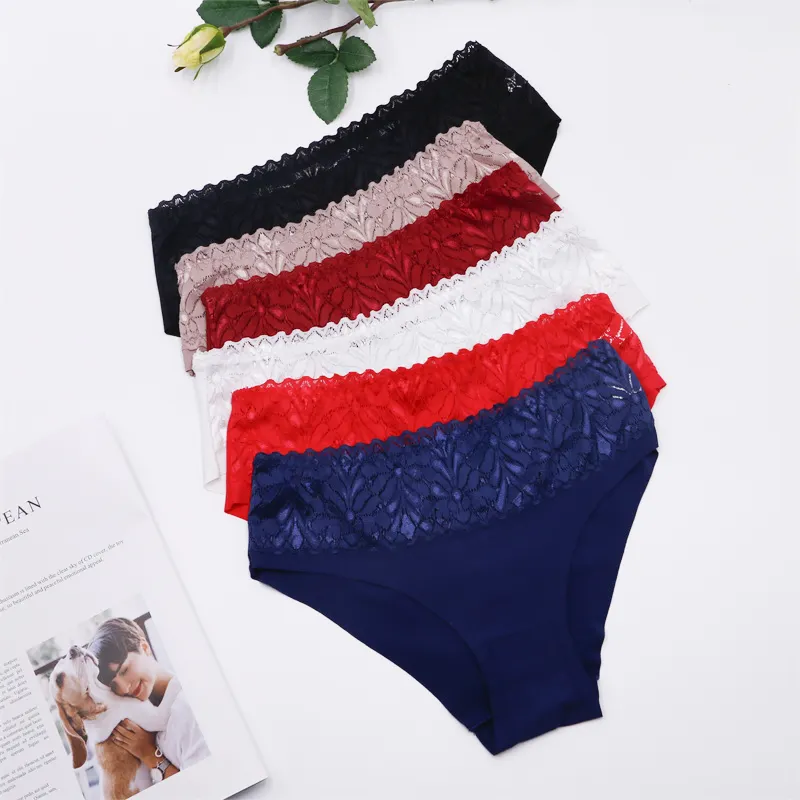 Women Silk Lace Briefs Panties Soft Smooth Healthy Bikini Classic Casual Underwear