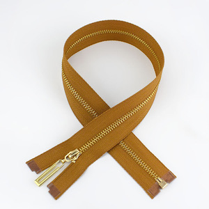 Bán buôn tùy chỉnh mở <span class=keywords><strong>3</strong></span> #   Khóa kéo kim loại màu vàng rực rỡ, phụ kiện may mặc tự làm, khóa kéo Cremallera - Product Image 3