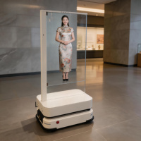 Robot Inteligente de 30 Pulgadas con Pantalla OLED Transparente y Sensor Automático para Publicidad Electrónica y Equipos Móviles