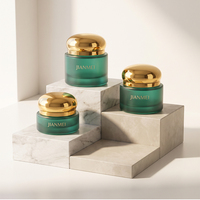 Pot en verre turquoise pour crème visage, vide, avec couvercle doré, pour emballage cosmétique, directement du fabricant