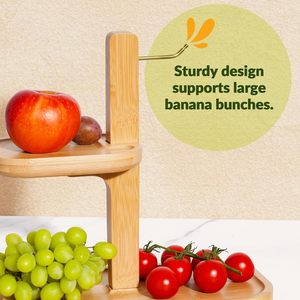 Estante de madera para frutas de 2 niveles, soporte de almacenamiento de escritorio con soporte para plátanos para exhibir en la encimera de la cocina - Product Image 4