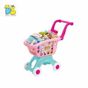 Jouets de <span class=keywords><strong>supermarché</strong></span> roses pour enfants, ensemble de jeu d'imitation, chariot de courses en plastique - Product Image 1