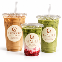Gobelets en plastique PET transparents personnalisés avec logo imprimé pour boissons glacées, café, restaurant, à emporter