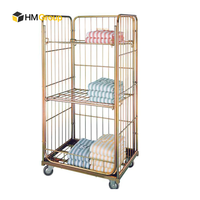 Chariot portatif Offre Spéciale de cage de petit pain de grillage latéral de l'acier 3 en métal emboîtable de transport pour le stockage d'entrepôt