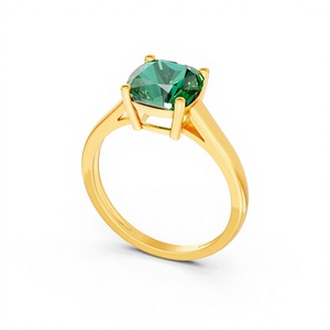 Cross-border Light Luxury High Color Zircon 9K Gold Emerald Cut Prong Setting Ring Niche Design Inlaid PVD Vacuum Gold Plating - Product Image 3