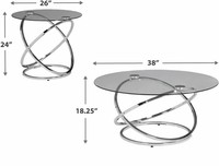 Table basse moderne économique et pratique 38 pouces avec pieds chromés et plateau en verre trempé – Meuble de maison – Nouveauté 2026 – Vente chaude