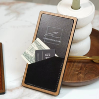Support de factures personnalisé en similicuir et contreplaqué avec logo gravé pour restaurant et café, 10,5 x 20,5 cm, pour carnet de commandes et manuel de serveur