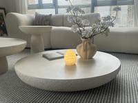 Table de salle à manger/café ronde en ciment moderne personnalisable de haute qualité, faite à la main, décorative, durable, imperméable, meubles de maison