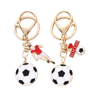 Metal Wholesale New Arrival Cheap Cartoon Zinc Alloy Football Keychain Soccer Keychains For Sport Gifts
