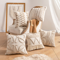 Housse de coussin décorative bohème marocaine brodée, luxe, neutre, pour canapé et fauteuil