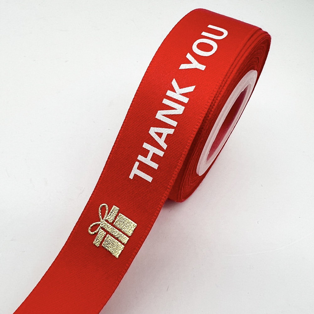 Eco-Friendly Ribbon Gold Foil Printed Ribbon for Birthday Chocolate Boxes Gift DIY Craft Packaging Recyclable Wrapping Ribbon