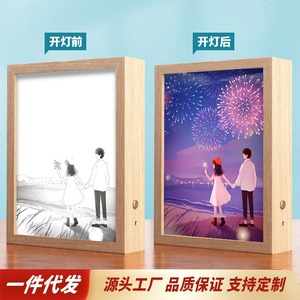 Anime-inspired Pet View Night Lights Photo Frame Three-Color Glowing LED Decorative <b>Lamp</b> Remote Control Upward Hanging Pictures - Product Image 5