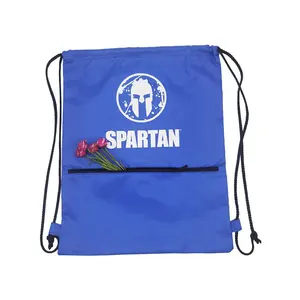 Logo ile özel Logo ucuz toptan Polyester ipli sırt çantası spor çanta