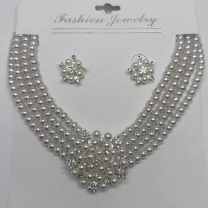 สร้อยคอลูกปัดหลายชั้นและต่างหูชุดเครื่องประดับสำหรับงานแต่งงานสร้อยคอคริสตัล - Product Image 5