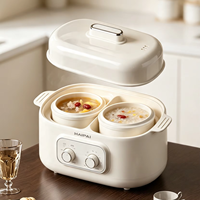 Marmite Électrique Multifonctionnelle à Double Couche avec 2 Cuves en Céramique, Contrôle Numérique, Cuiseur Vapeur Domestique en Céramique