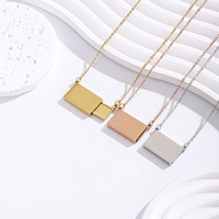 RVS Envelop Locket Ketting met Gegraveerde Liefdesbrief, 18K Goud verguld, Valentijnscadeau Sieraden voor Vrouwen