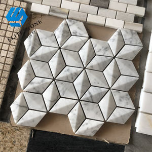 Mattonelle a rombo mosaico 3D in <span class=keywords><strong>marmo</strong></span> bianco di Carrara - Product Image 2