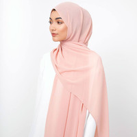 Foulard en Géorgette Uni de 70*180cm en Gros, Chiffon Lourd Épais à Bulles, Hijab Musulman Borong Tudung pour Femmes