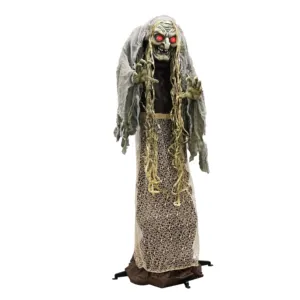 Bruja Animatrónica de 59 Pulgadas para Halloween, Decoración de Casa Embrujada para Fiestas al Aire Libre, Sonido Espeluznante, Movimiento de Agitación - Product Image 1