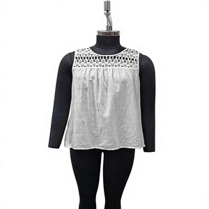 Women's Linen Sleeveless <b>Tank</b> <b>Top</b> O-Neck <b>Loose</b> Fit Sheer Layer Lace Trim Casual Spring Summer Solid Color Woven <b>Top</b> - Product Image 1