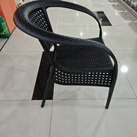 Mobilier d'extérieur bon marché, ensemble de terrasse, chaise de salle à manger empilable en PVC, osier tissé, fauteuils en rotin plastique
