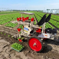 Twee-rijige zelfrijdende groenteplantmachine met verstelbare plantdiepte voor paprika's, tomaten en kool
