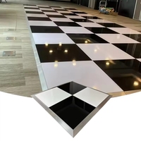 Piste de danse blanche et noire brillante de 4 pieds x 4 pieds pour location d'événements de mariage et de fêtes