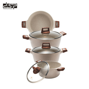 DSP Cookware <b>Set</b> Maifan Stone Non-Stick Pan Soup <b>Pot</b> Combination 4 Piece <b>Set</b> Oven Safe Superior Quality - Product Image 4