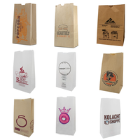 Khpack Sacs en papier blanc SOS pour pain kraft avec poignées pour pharmacie, comptoir et supermarché.