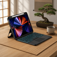 Yeni RGB Arkadan Aydınlatmalı Bölünebilir Klavye 360 Derece Dönebilen Kablosuz Dokunmatik Yüzeyli Tablet Kılıfı iPad Pro 12.9" ve Air 13" için