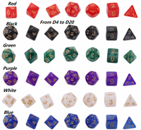 Dés en plastique transparents personnalisés en acrylique, lot de 7 polyédriques à 20 faces pour TRPG, DND, D&D, couleurs nacrées et étoilées, en vrac