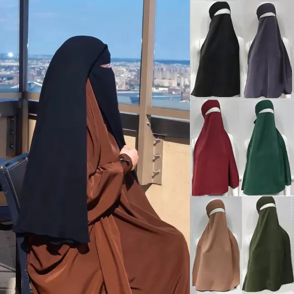 Niqab ผ้าคลุมหน้ามุสลิมระบายอากาศได้ดี,ผ้าโพกหัวฮิญาบ Nida ใส่สบายสำหรับผู้หญิง